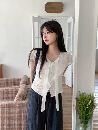 Nylon two-tone wide-leg pants