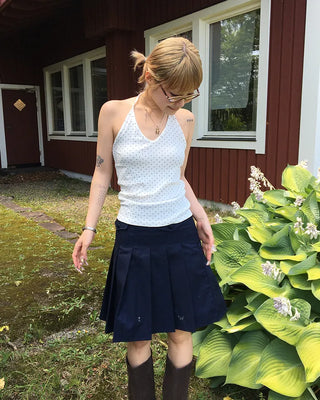 Pindot Camisole Halter V-Neck Top
