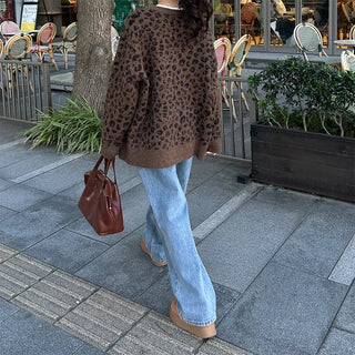 Leopard print oversized cardigan