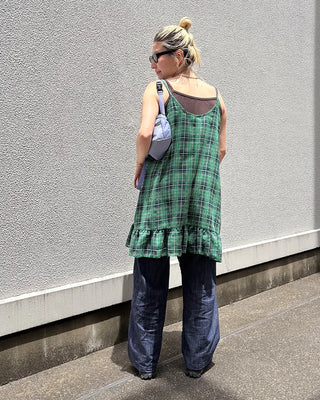 Black Gradient Check Camisole Dress