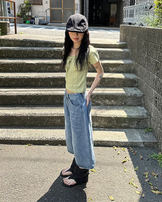 Shirred Ribbon Short-Sleeved T-Shirt