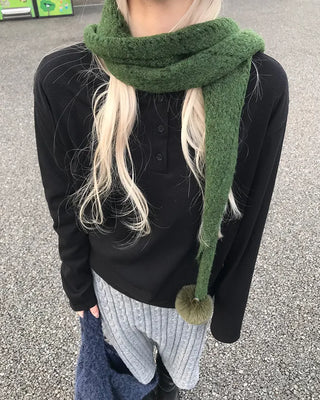 Pom-pom fur scarf
