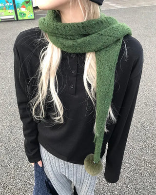 Pom-pom fur scarf