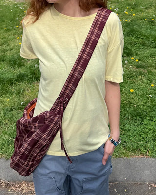 Checked Ribbon Shoulder Bag
