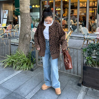 Leopard print oversized cardigan