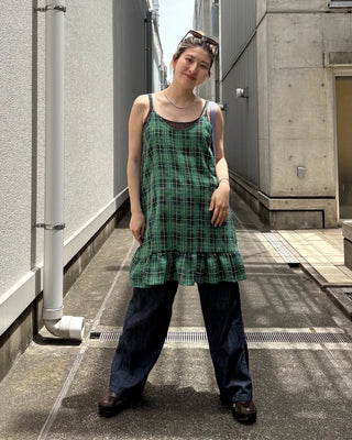 Black Gradient Check Camisole Dress