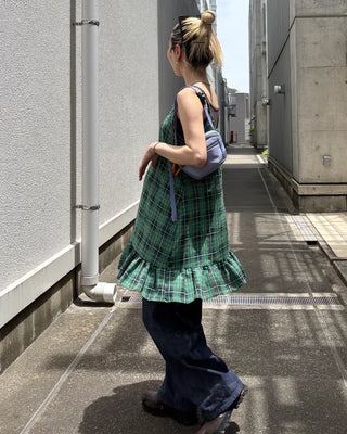 Black Gradient Check Camisole Dress