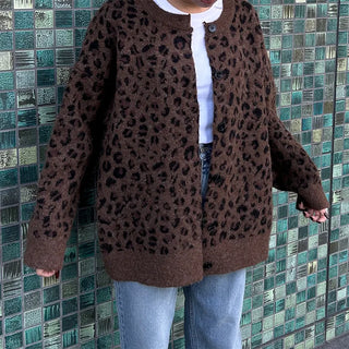 Leopard print oversized cardigan