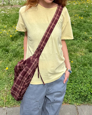 Checked Ribbon Shoulder Bag
