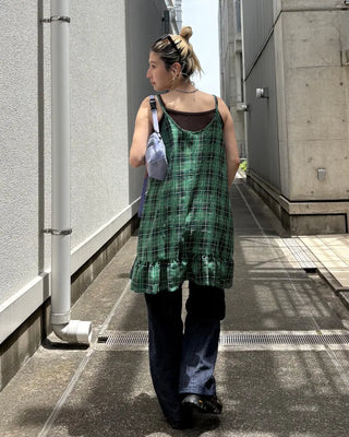 Black Gradient Check Camisole Dress