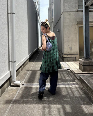 Black Gradient Check Camisole Dress