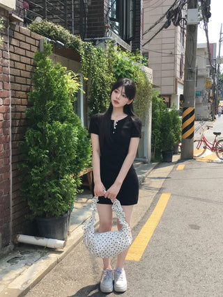 [2-way] Dot Cotton Shirring Bag
