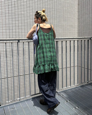 Black Gradient Check Camisole Dress