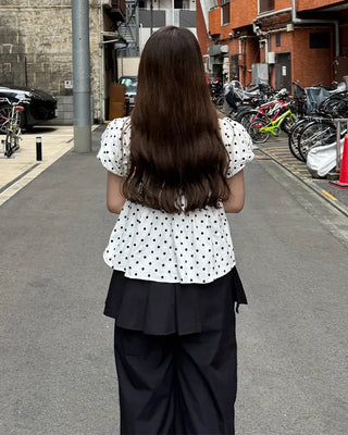 Polka Dot Ribbon Blouse