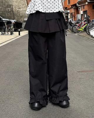 Layered ruffle skirt pants