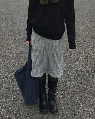 Knit lace midi skirt