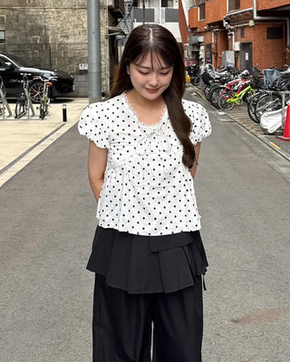 Polka Dot Ribbon Blouse