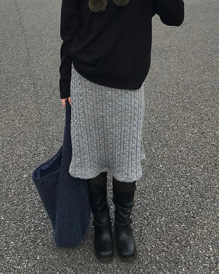 Knit lace midi skirt
