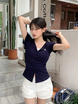 Pendant short-sleeved cardigan
