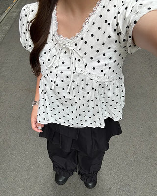 Layered ruffle skirt pants