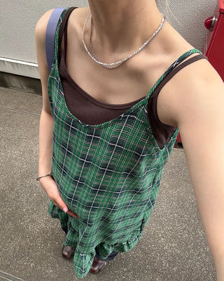 Black Gradient Check Camisole Dress