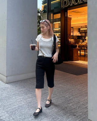 Slit hem slacks capri pants