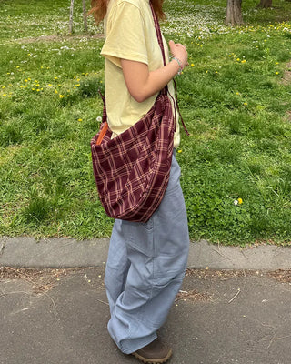 Checked Ribbon Shoulder Bag