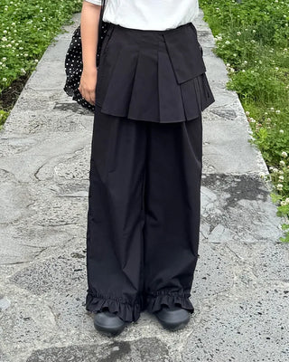 Layered ruffle skirt pants