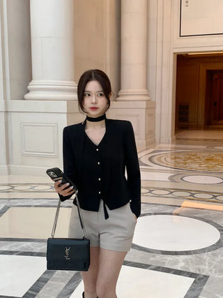 Tie jacket & blouse set