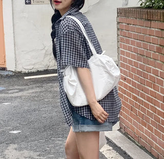 [UNISEX] Checkered Oversized Short-Sleeve Shirt (3 colors)