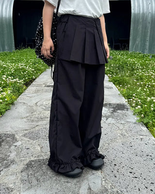 Layered ruffle skirt pants