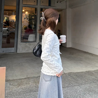 Frilled polka dot T-shirt