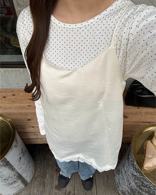 Mini polka dot pattern long-sleeved T-shirt