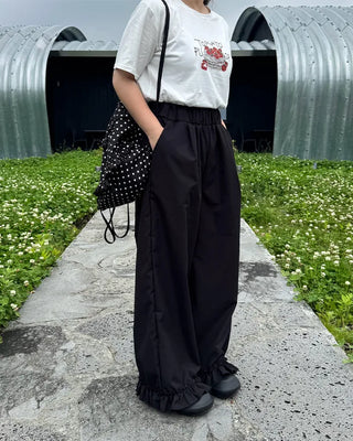Layered ruffle skirt pants