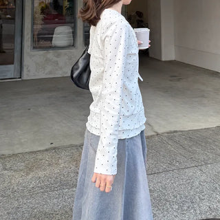 Frilled polka dot T-shirt