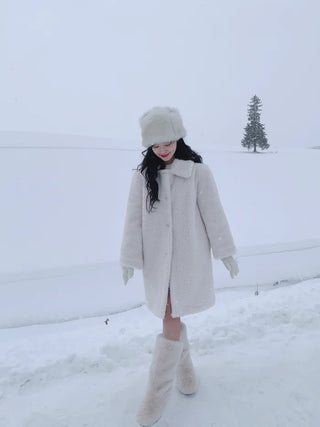 Reversible long sheepskin coat