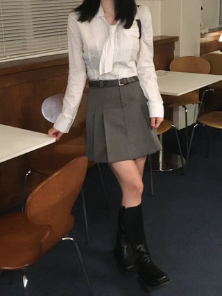 [Belt Set] Basic Pleated Skirt