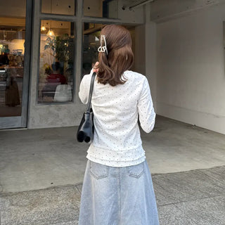 Frilled polka dot T-shirt