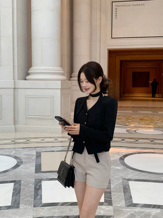 Tie jacket & blouse set