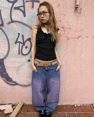 (ORIGINAL) Loose-fit denim pants (purple)