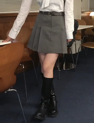 [Belt Set] Basic Pleated Skirt