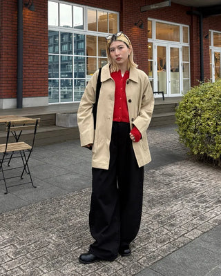 Square pocket single half trench coat