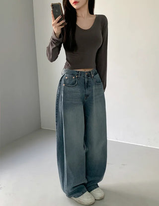 [6 colors] Slim V-neck long-sleeve T-shirt