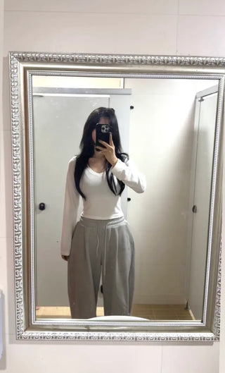 [6 colors] Slim V-neck long-sleeve T-shirt