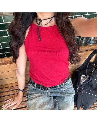 Simple ribbed slim American camisole
