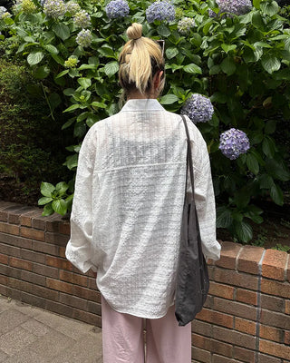 (Unisex) One-Pocket See-Through Check Shirt