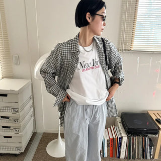 Checked sheer shirt