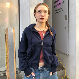 Striped U-neck long-sleeve T-shirt