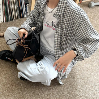 Checked sheer shirt