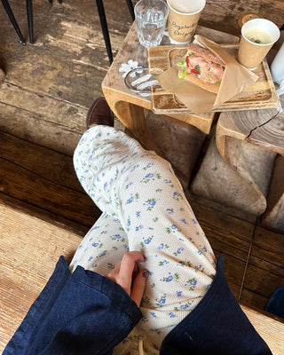 2-way hem flower waffle easy pants